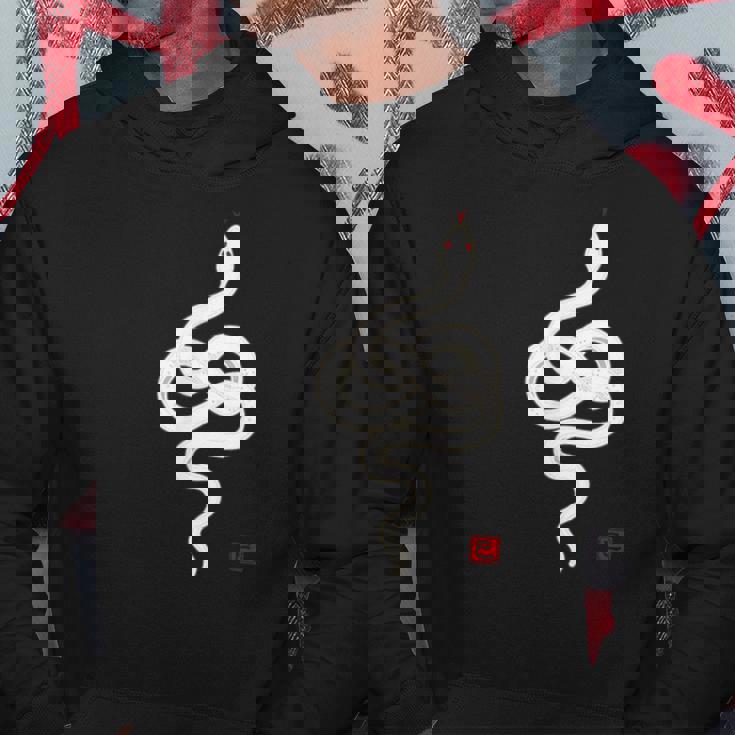 巳年 シンプルな白蛇デザイン 幸運を願うお守り パーカー 面白い贈り物