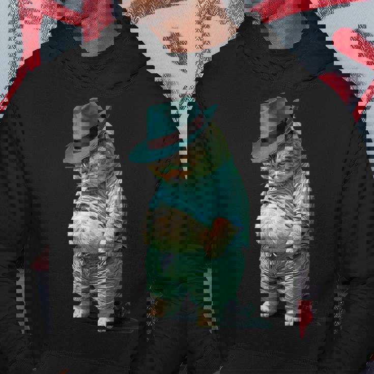 帽子をかぶった面白い太った猫 Ia アート デザイン太った子猫猫愛好家 パーカー 面白い贈り物