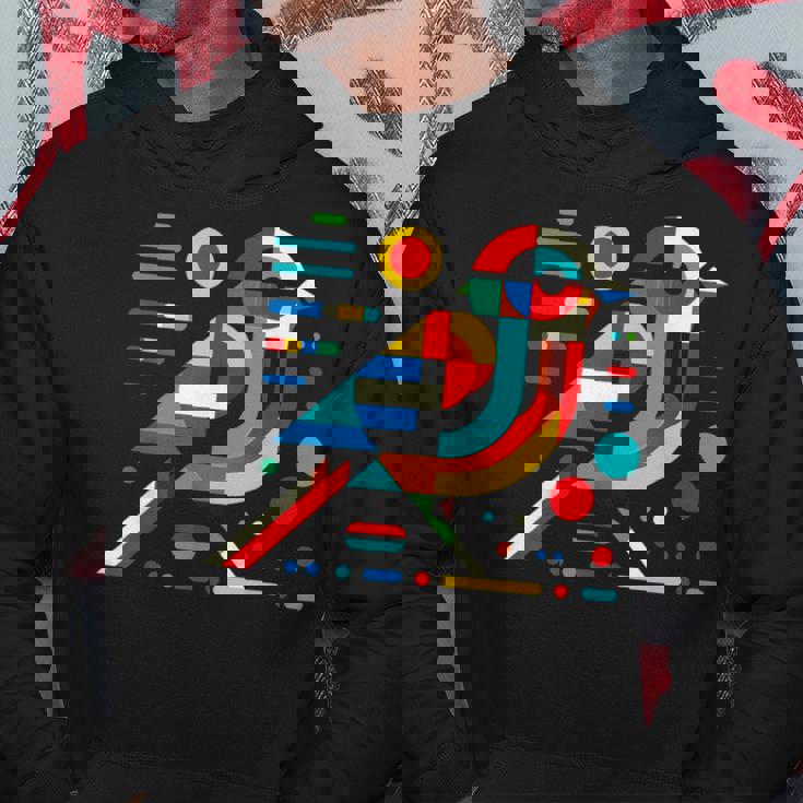 幾何学的 ミニマリズム モダン イラスト スズメ 鳥 アート パーカー 面白い贈り物