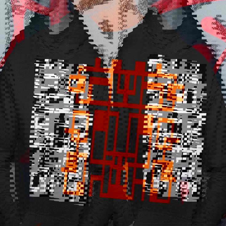 幾何学的図形 パターン オレンジ 白 黒 背景 パーカー 面白い贈り物