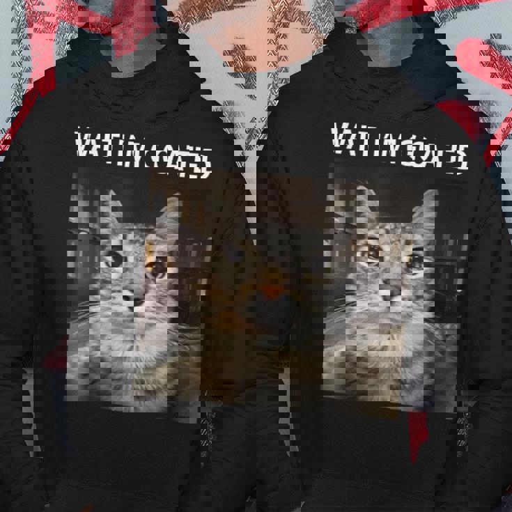 待ってよヤギの愚かな猫のミーム パーカー 面白い贈り物