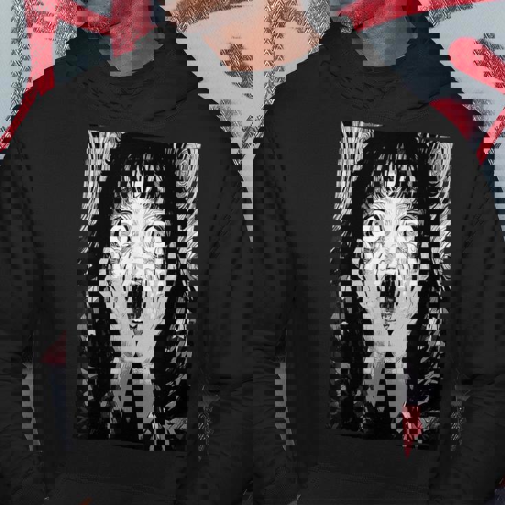 悲鳴 漫画 少女 怖い 目 ホラー ハロウィン 恐ろしい パーカー 面白い贈り物