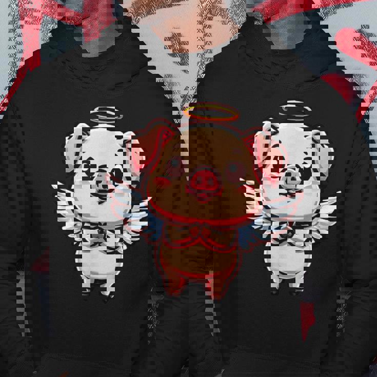 愛らしい天使の豚の漫画とハロー。 パーカー 面白い贈り物