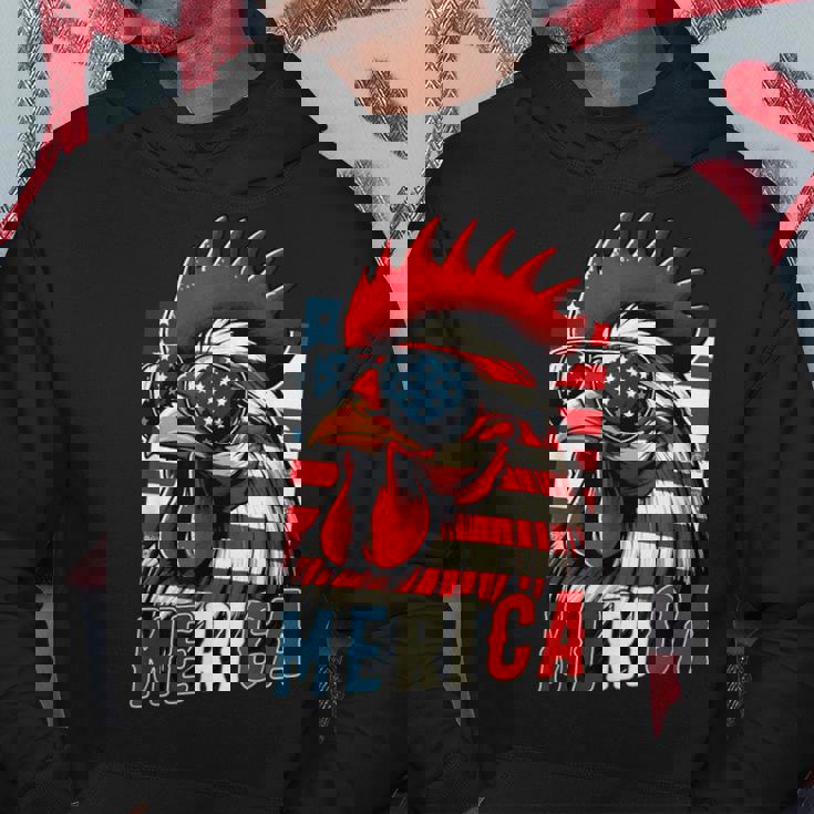 愛国心が強いチキンメリカ アメリカ国旗 鶏好き 7月4日 パーカー 面白い贈り物