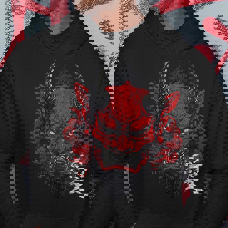 日本の伝統的な鬼の仮面日本の漢字アート パーカー 面白い贈り物