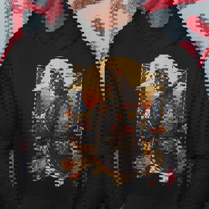 日本の芸術 猫 忍者 浮世絵 アニメスタイル サムライキャット パーカー 面白い贈り物