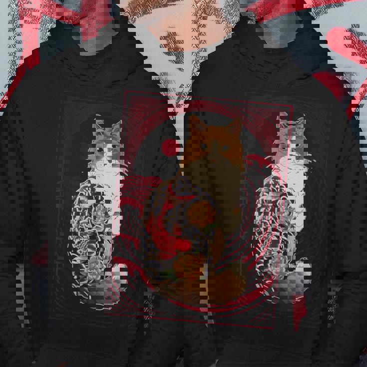 日本の鯉タトゥー猫アート美的ヴィンテージライジングサン パーカー 面白い贈り物