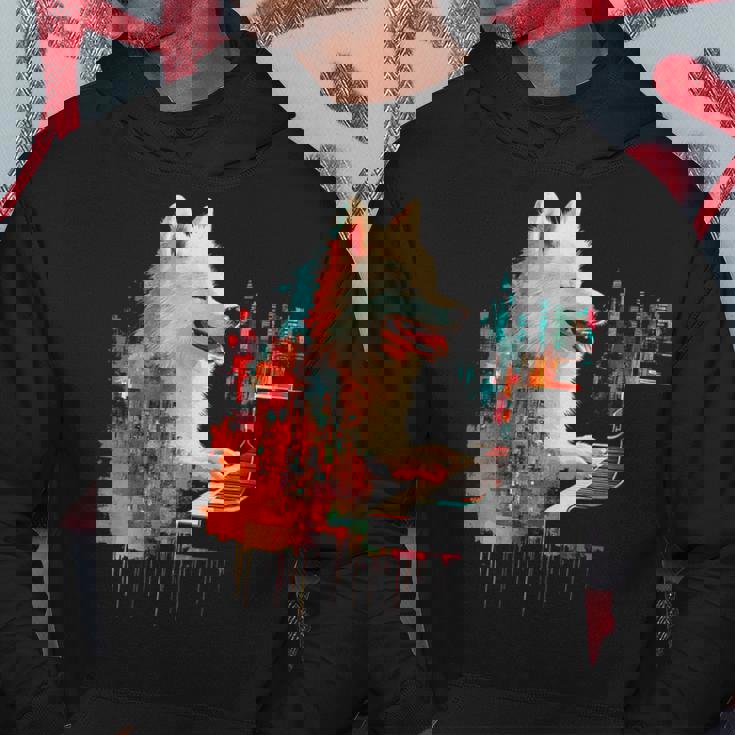 日本スピッツ 犬 モチーフ ペット 幾何学 日本スピッツ パーカー 面白い贈り物