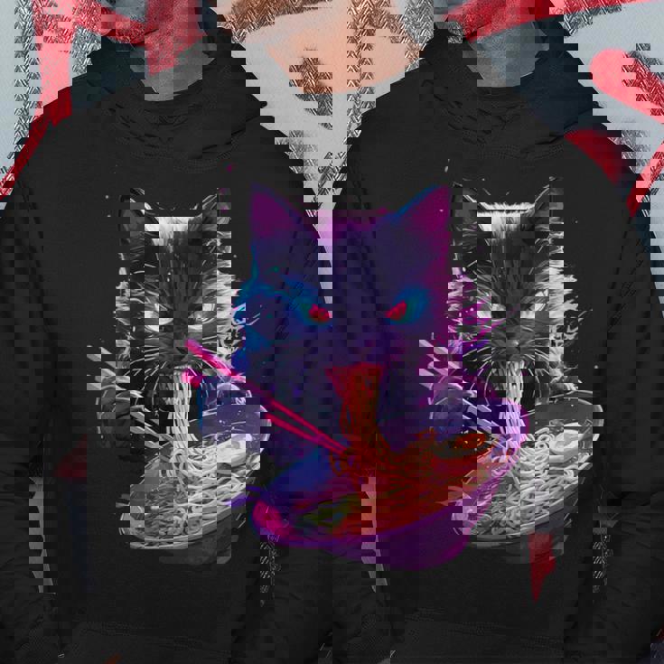 日本美術 ラーメン 猫 忍者 シンセウェーブ スタイル サムライキャット パーカー 面白い贈り物