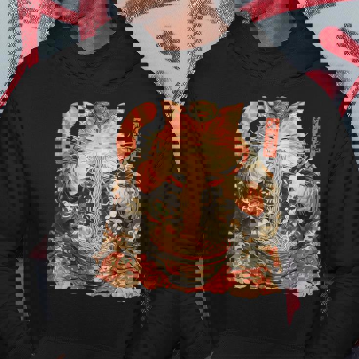 日本美術 ラーメン 猫 忍者 浮世絵 アニメ風 侍猫 パーカー 面白い贈り物