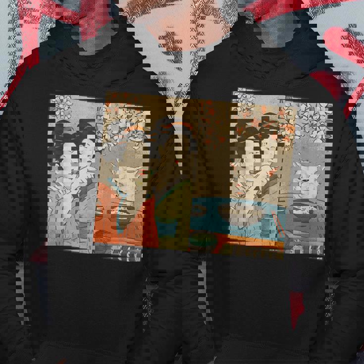 日本美術 桜猫と寿司 パーカー 面白い贈り物