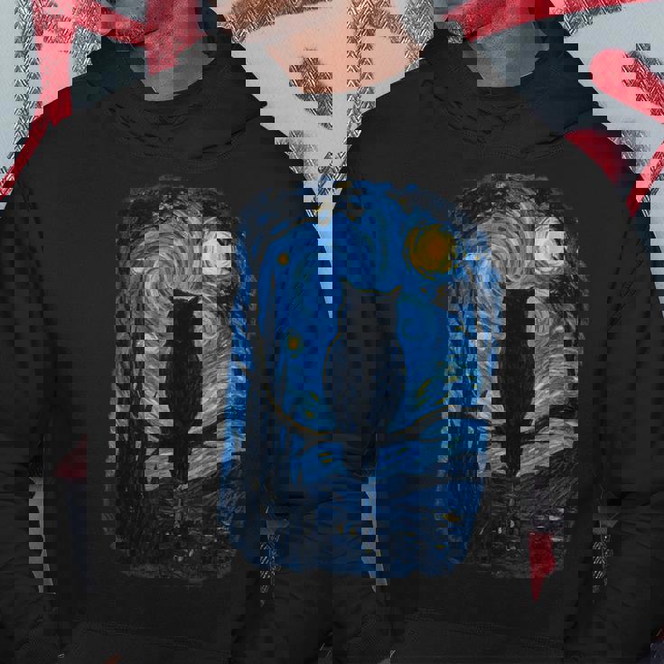 星月フクロウの夜のアートワーク パーカー 面白い贈り物