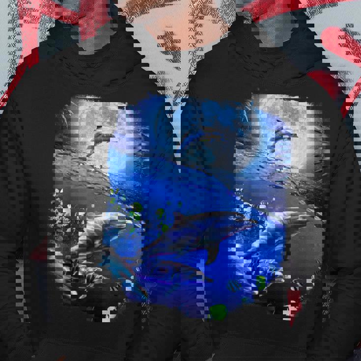 月 イルカ 宇宙 イルカ パーカー 面白い贈り物