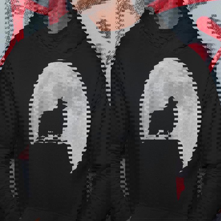 月と犬のシルエット シェルティーシェットランドシープドッグ パーカー 面白い贈り物