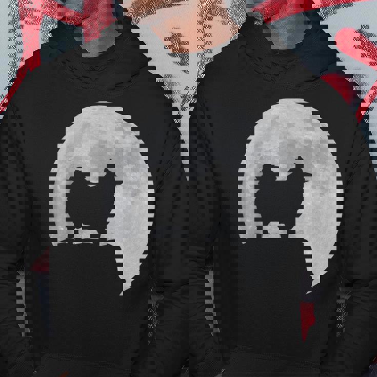 月と犬のシルエット ポンポメラニアン パーカー 面白い贈り物