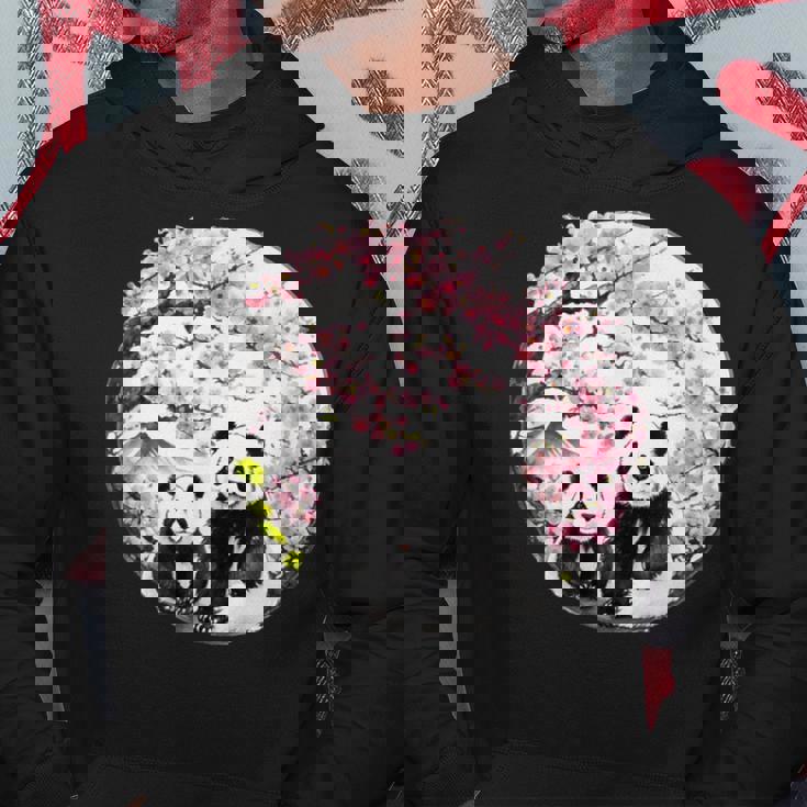 桜 パンダ お花見 親子 春 水墨画 和風 動物 パーカー 面白い贈り物