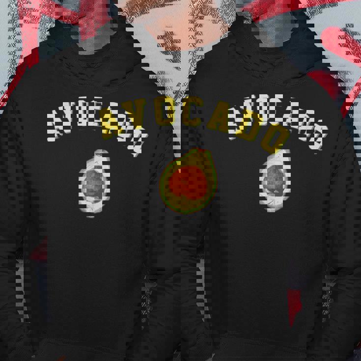 楽しいアボカドの面白いカレッジチームロゴ 英語の言葉 パーカー 面白い贈り物