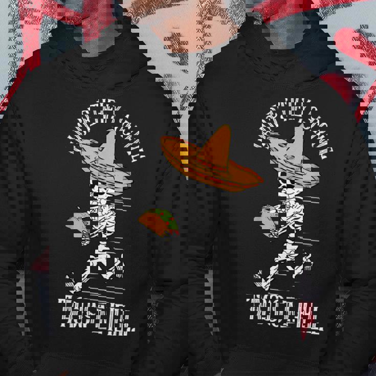 死者の日 メキシコ シュガースカル ファニー タコス スケルトン ハロー パーカー 面白い贈り物