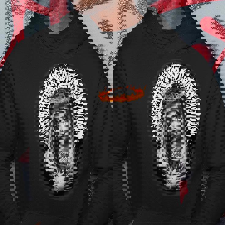 母マリア タトゥー Blessed Pray ゴシック パーカー 面白い贈り物