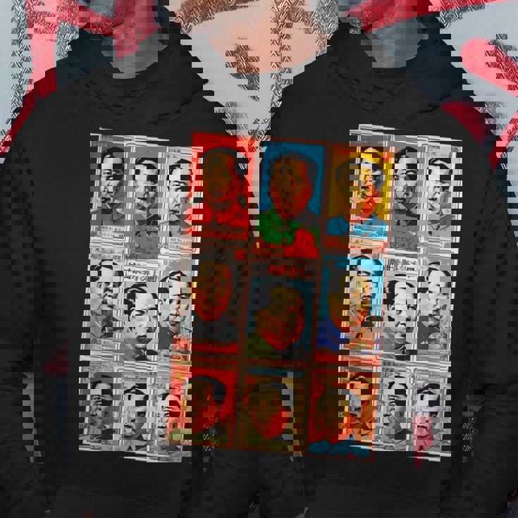 毛沢東ポップアートグリッド-9カラフルな肖像画と書道 パーカー 面白い贈り物