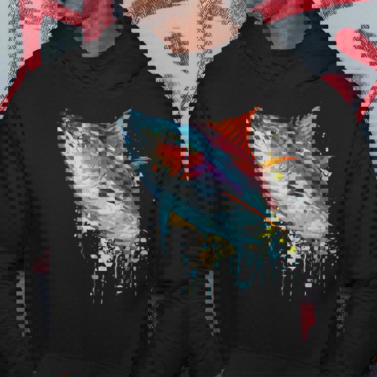 水彩 マグロ 魚 カラフル 海釣り 釣り パーカー 面白い贈り物