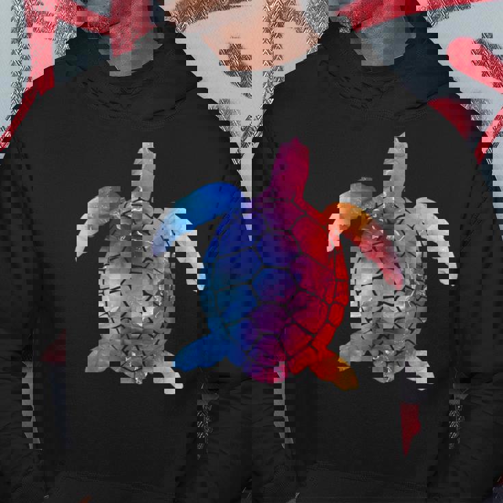 水彩画のようなウミガメのシルエット パーカー 面白い贈り物