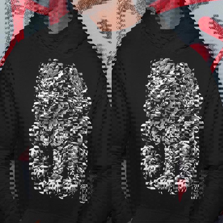 沖縄ジャパン シーサーガーディアンライオンズ 沖縄漢字はんこ スタンプ パーカー 面白い贈り物