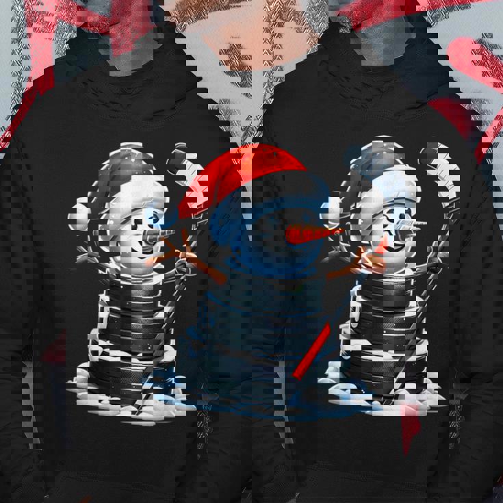 漫画 アイスホッケーパック 雪だるま サンタ帽子付き クリスマス パーカー 面白い贈り物