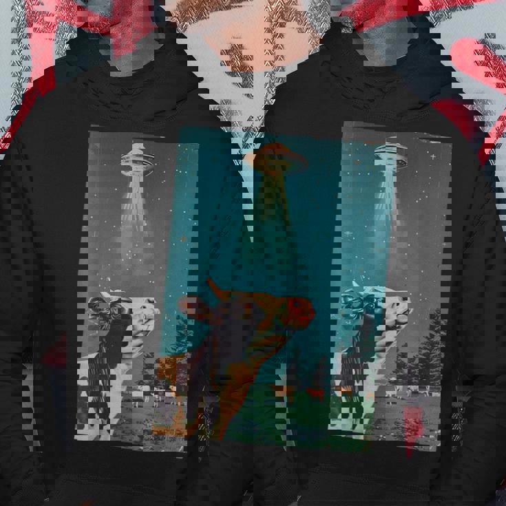 牛とufo ヴィンテージ 面白い アート レトロ グラフィック パーカー 面白い贈り物