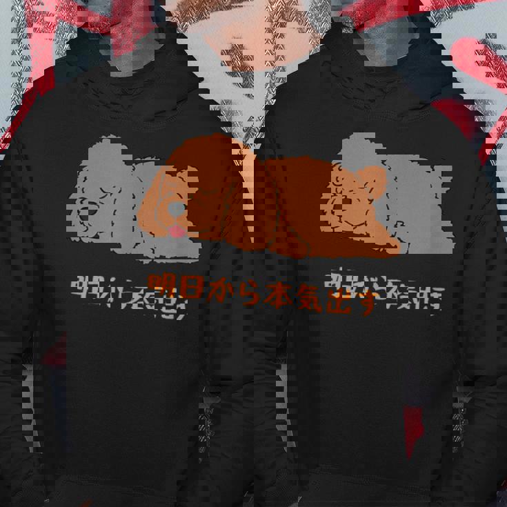 犬 おもしろ 明日から本気出す 可愛い プードル トイプードル かわいい イヌ パーカー 面白い贈り物