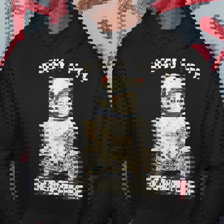 猫 ネコ 白猫 イラスト 原付 スクーター バイク 猫好き バイク好き かわいい おもしろ レトロ Neko Life パーカー 面白い贈り物