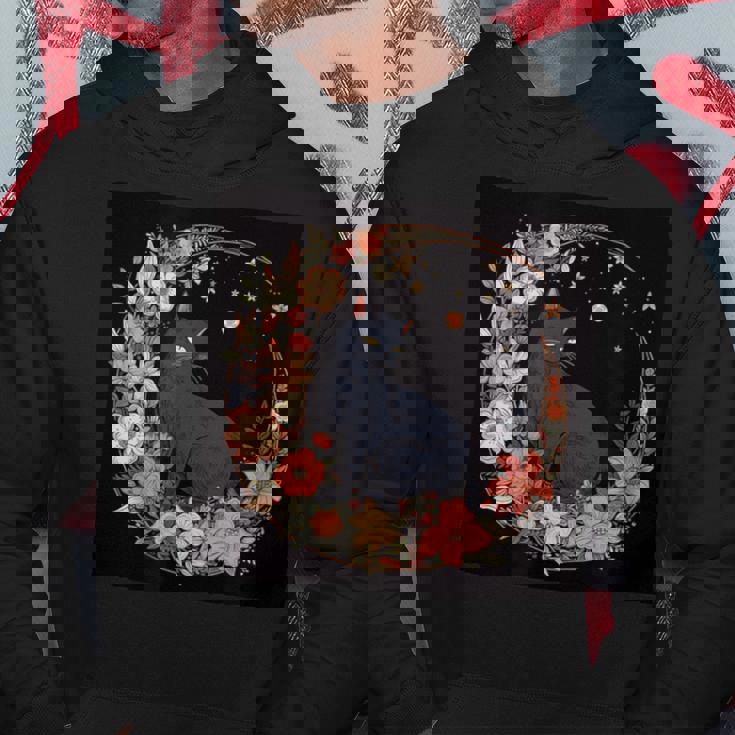 猫 月 花柄 グラフィック パーカー 面白い贈り物