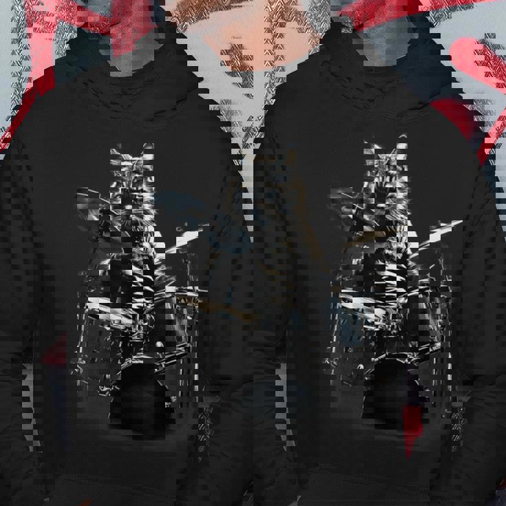 猫がドラムを叩く パーカー 面白い贈り物