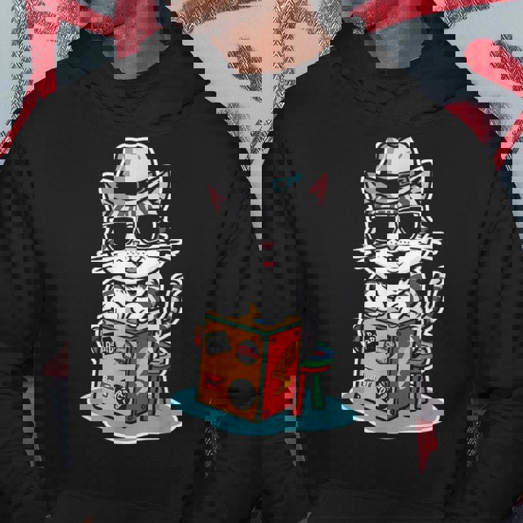 猫が奏でるカホン楽器 パーカー 面白い贈り物