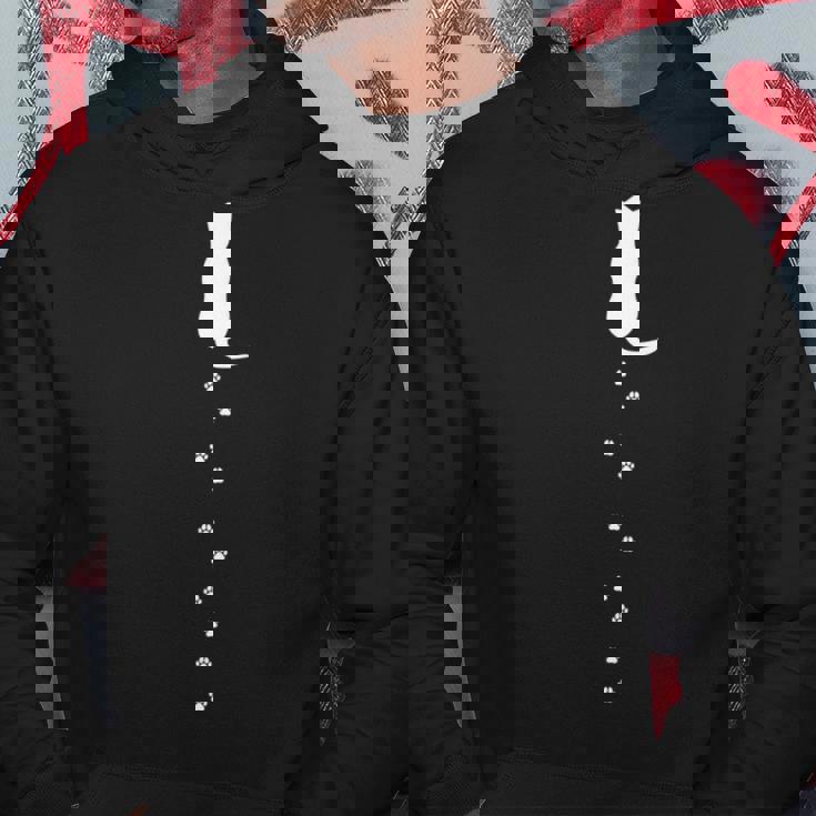 猫と足あと 猫の足あと 猫の肉球 猫好き 愛猫家 ペット 猫飼い おもしろ 可愛い ネコ ねこ 猫 長袖tシャツ パーカー 面白い贈り物