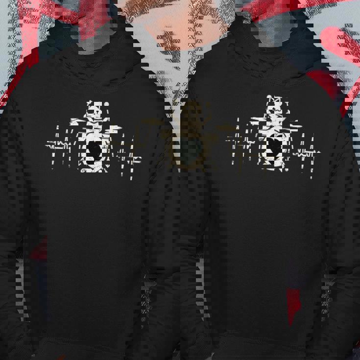 猫ドラム グラフィック 面白い ドラマー 猫 演奏 ドラム パーカー 面白い贈り物