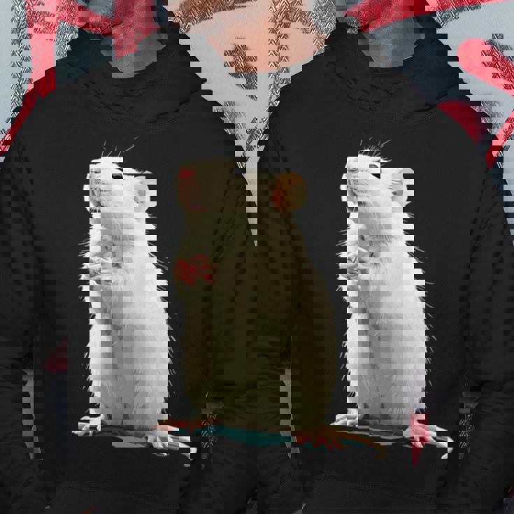 白いネズミが好きな人のための面白い見た目の白いネズミ パーカー 面白い贈り物