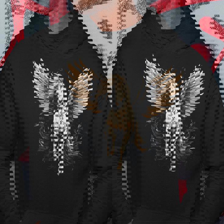 白いペガサス 大きな白い翼 面白いグラフィックtシャツ パーカー 面白い贈り物