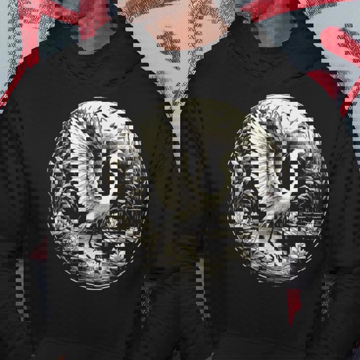 白鷺シーンのグラフィック アート デザイン パーカー 面白い贈り物