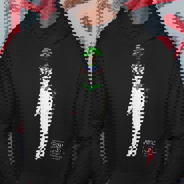 盆栽ねこ 頭に松の盆栽を乗せたハチワレ猫 パーカー 面白い贈り物