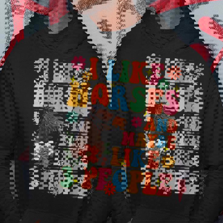 私は馬と3人が好きグルーヴィーな乗馬乗馬ライダー パーカー 面白い贈り物