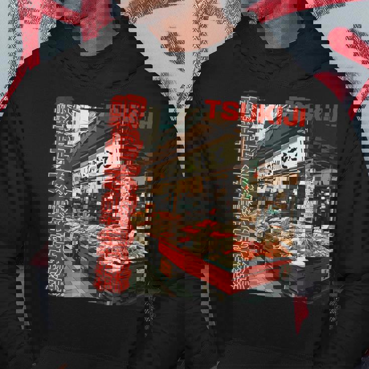 築地魚市場 日本 東京撮影 海鮮屋台 パーカー 面白い贈り物