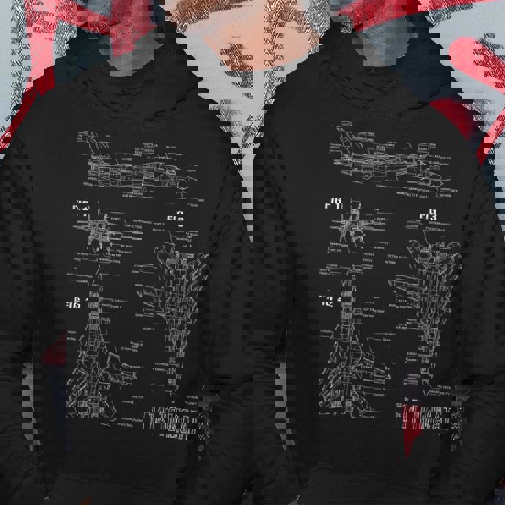 米ジェット戦闘機f14トムキャットの設計図 パーカー 面白い贈り物