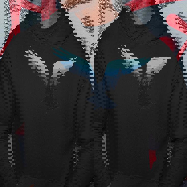 美しいフライングイーグル夜空の森の鳥のシルエット パーカー 面白い贈り物