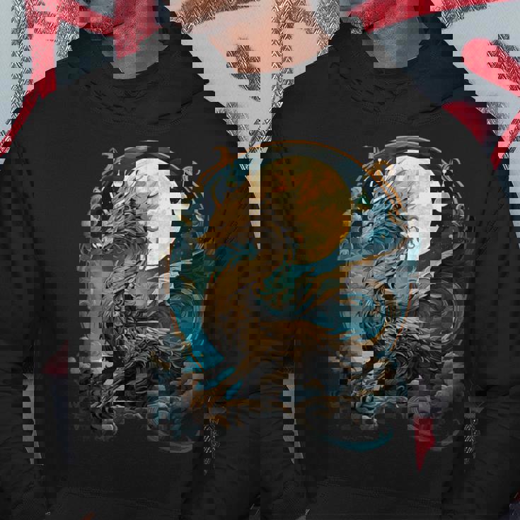 美しいルナゴールドドラゴン フローラルアートノボー パーカー 面白い贈り物