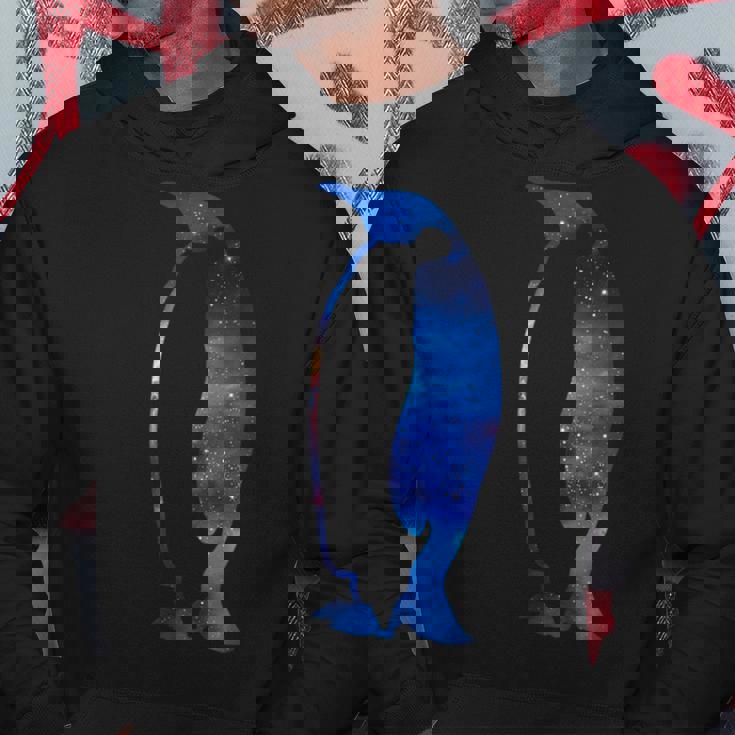 美的シルエット 星 宇宙 銀河 ペンギン パーカー 面白い贈り物