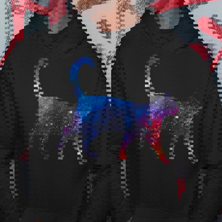 美的シルエット 星 宇宙 銀河 猫 パーカー 面白い贈り物