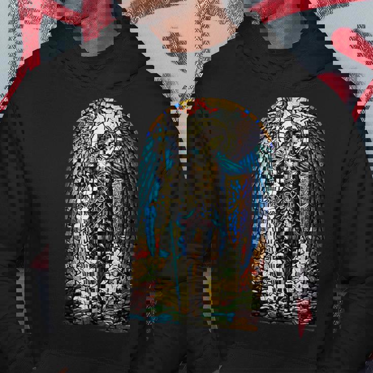 聖ミカエル大天使 – 聖なるステンドグラス – キリスト教 パーカー 面白い贈り物