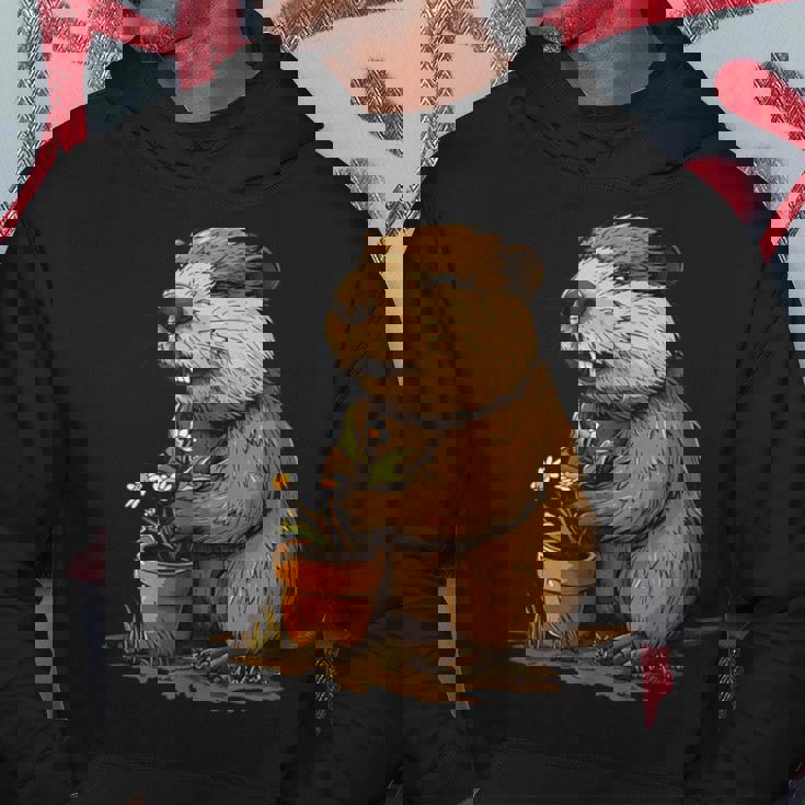 自然からインスピレーションを得た衣装愛好家のための鉢植え付き楽しいビーバー パーカー 面白い贈り物