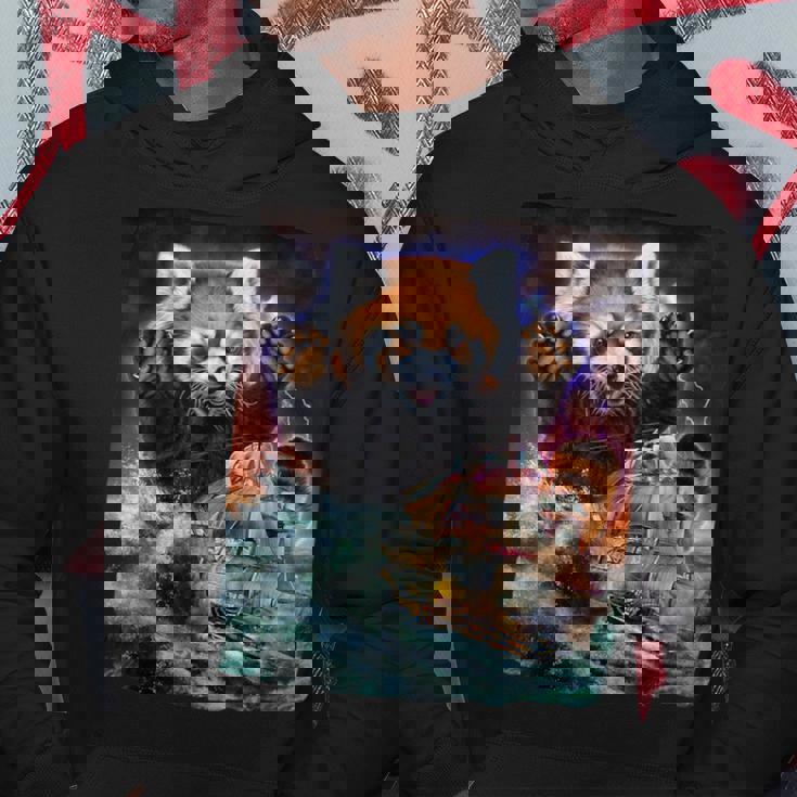 船を襲う レッサーパンダ 海 雷 嵐 パーカー 面白い贈り物